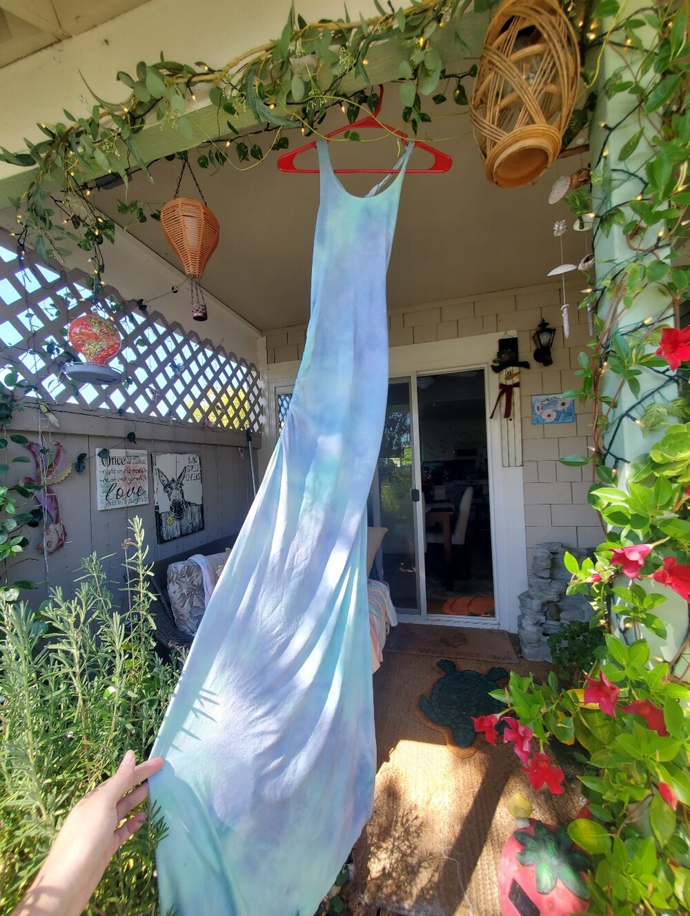 VENUS Pastel Blue-Green Tie-Dye Maxi Slip Dress